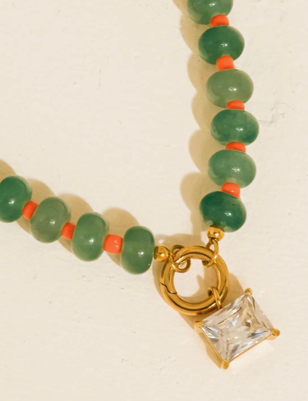 Luxe 18K Gold Plated Non-Tarnish Green Beaded CZ Necklace