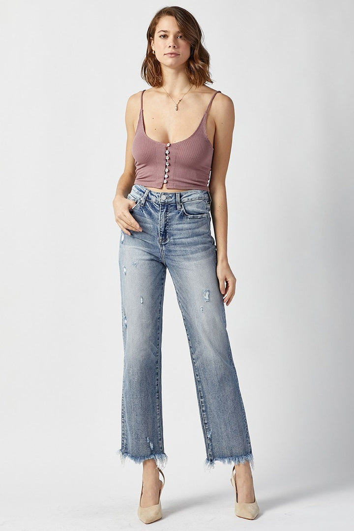 Risen High Rise Straight Jeans-Light