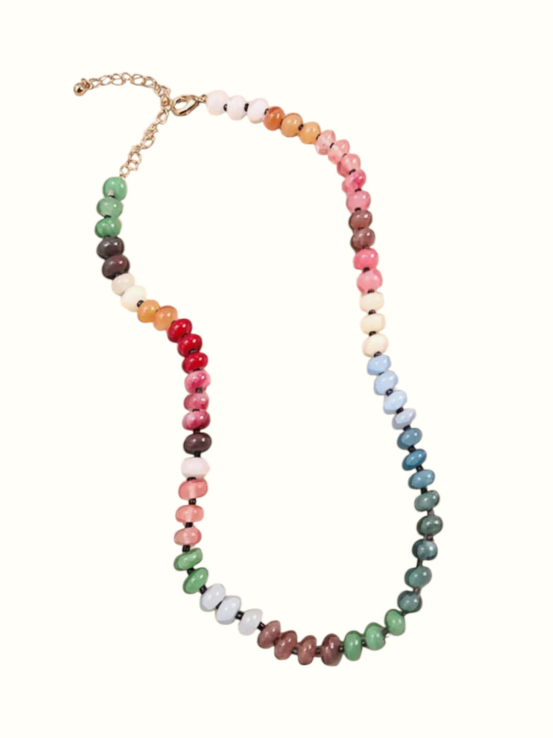Natural Agate Glass Semi Precious Beaded Necklace Boho Mix