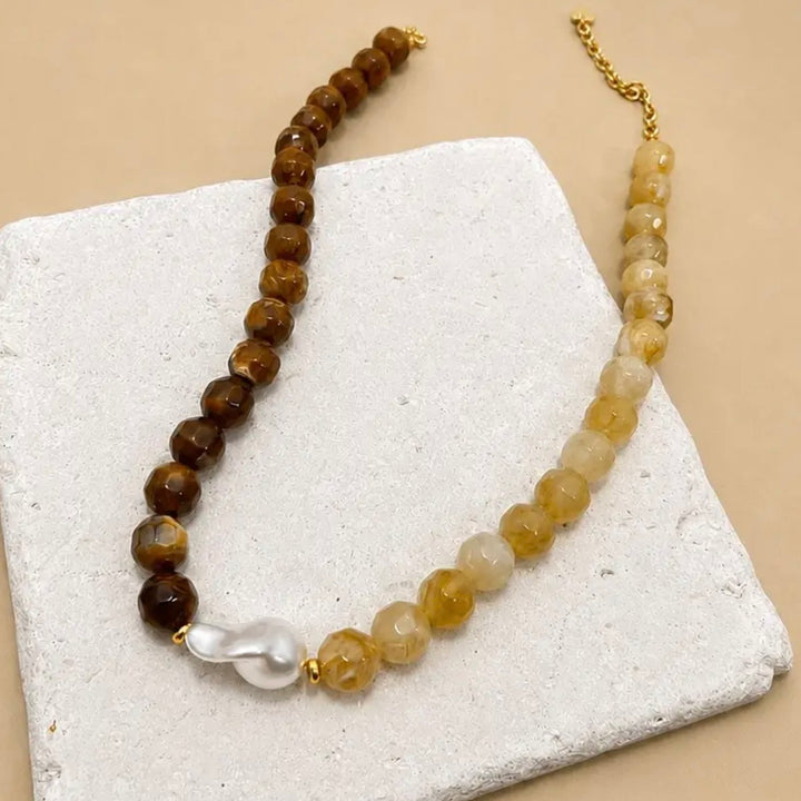 Natrual & Chocolate Pearl Statement Necklace