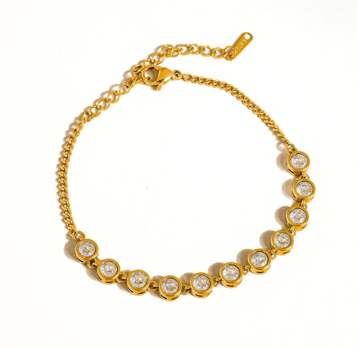 Luxe 18k Gold Plated Non-Tarnish Rhinestone Chain Bracelet