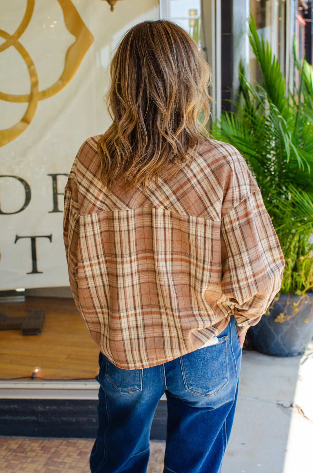 Warm Wishes Camel Button Down Plaid