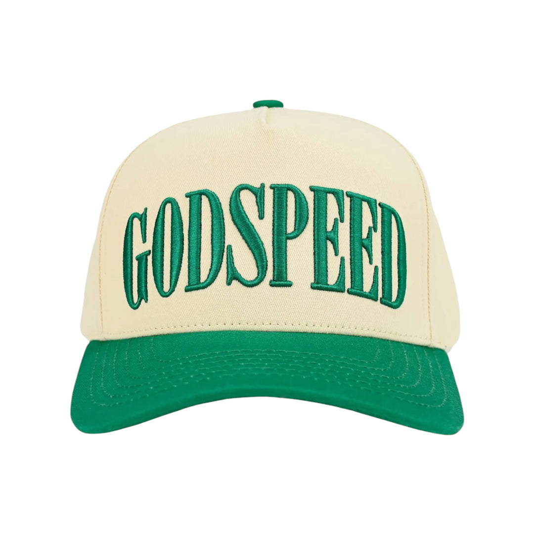 Godspeed Embroidered Letter Green & Cream Two Tone Hat