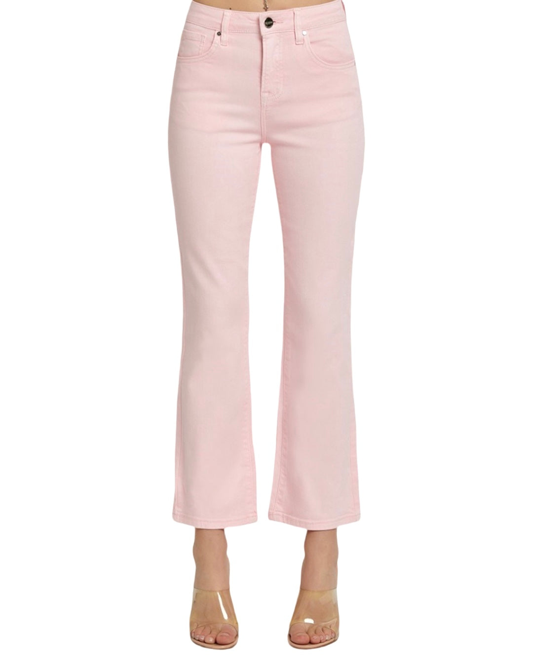 Risen High Rise Straight Crop Leg Pant in Soft Pink