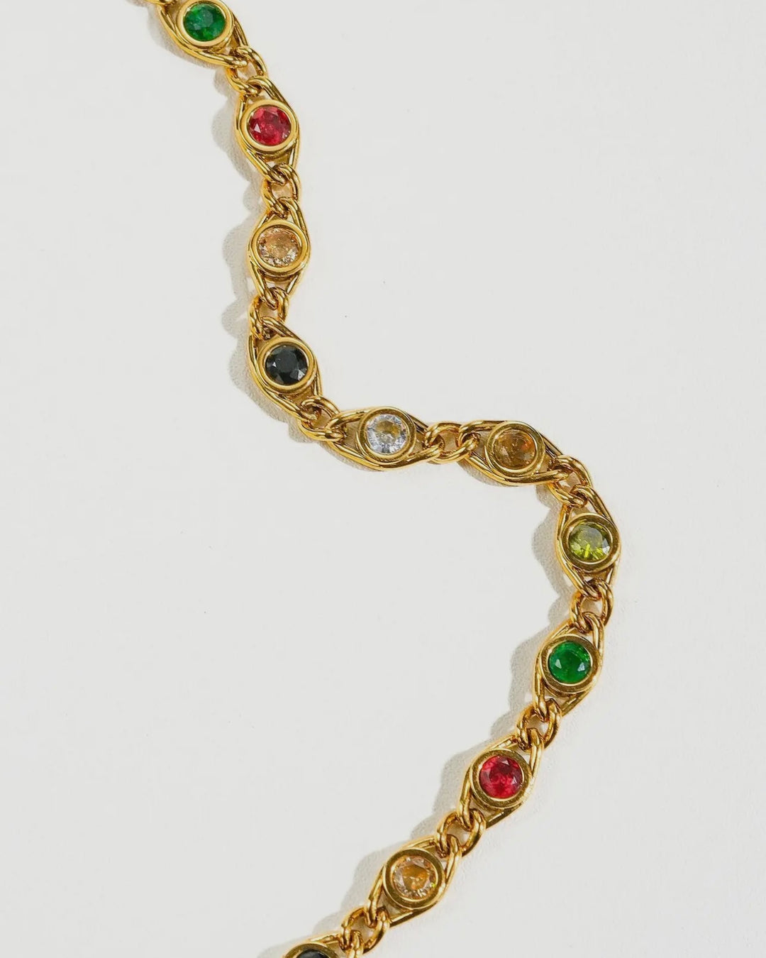 LUXE Elle 18K Gold Multicolor Bold CZ Chain Bracelet