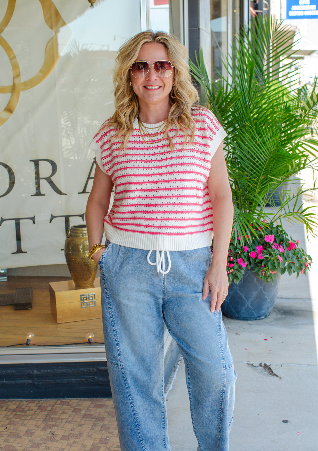 Dream Come True Stripe Knit Top in Pink