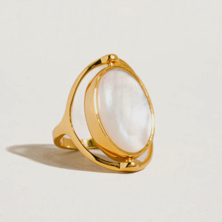 LUXE Isla 18K Gold Plated Double Sided Shell Ring