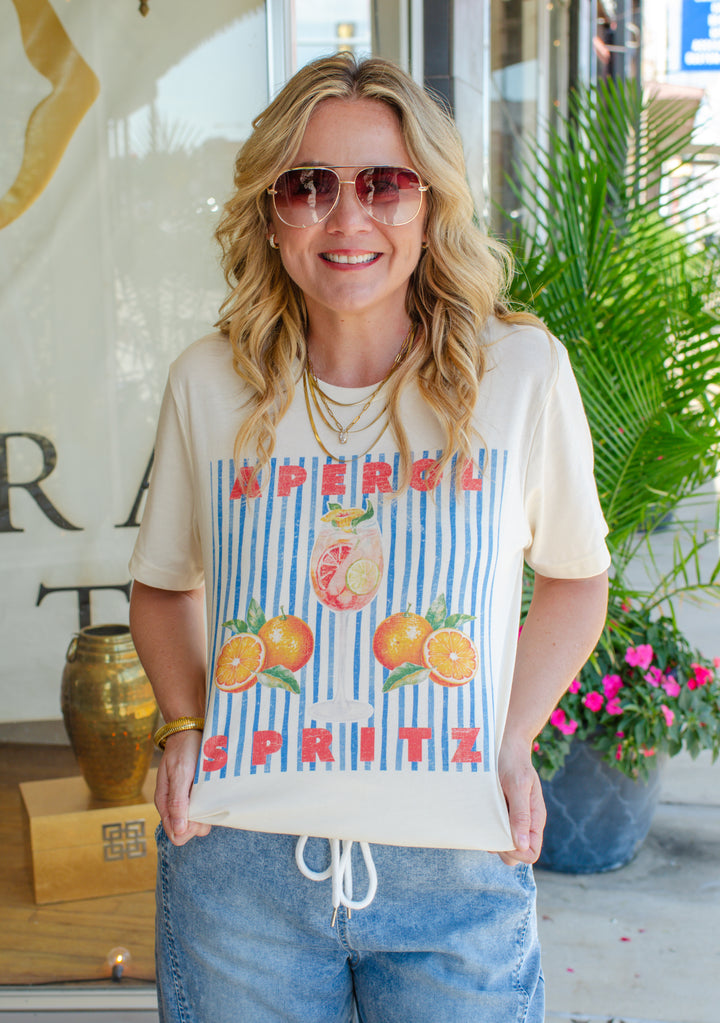 Aperol Spritz Graphic Fitted Graphic Tee in Ivory