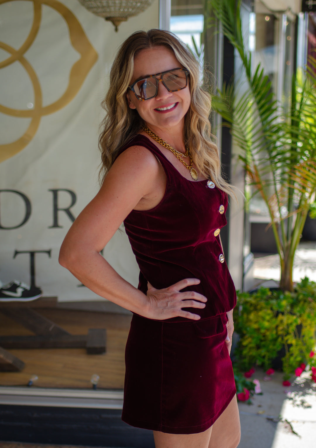 Winter Wish Velvet Button Down Top in Wine