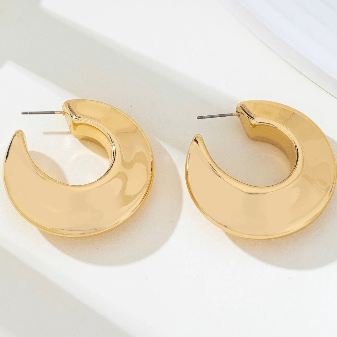Gold Tone Chunky Hoop Earrings