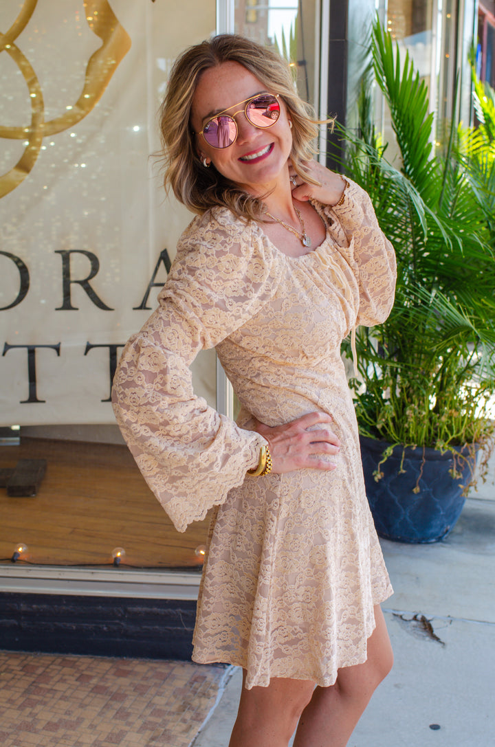 First Dance Cream Embroidered Lace Dress