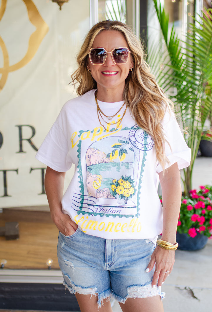 Capri Limoncello Italy Graphic Tee in White