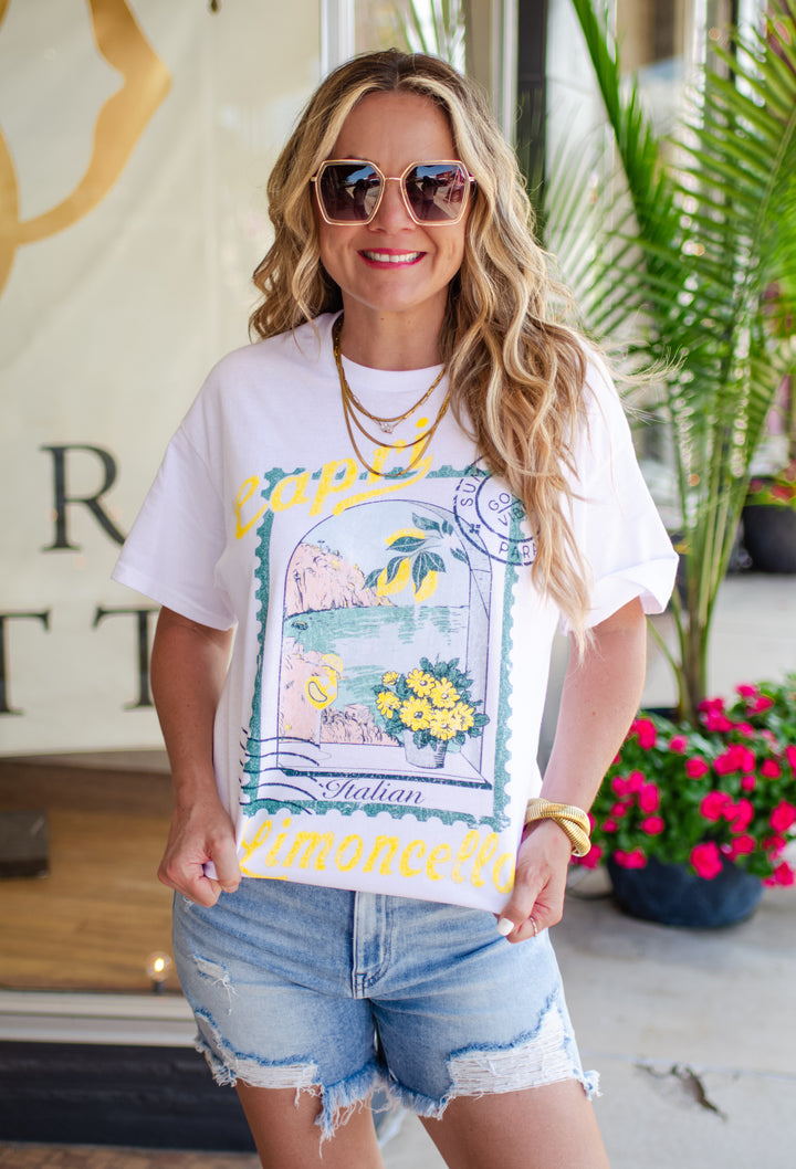 Capri Limoncello Italy Graphic Tee in White