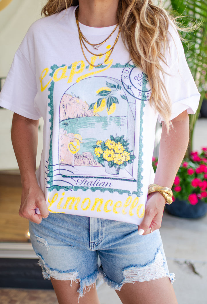 Capri Limoncello Italy Graphic Tee in White