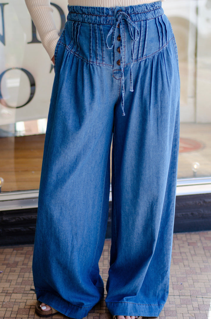 Day Out Denim High Waist Wide Leg Bottom Pants