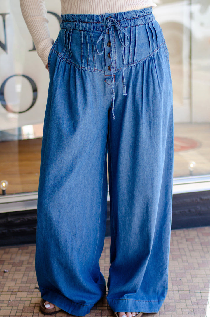 Day Out Denim High Waist Wide Leg Bottom Pants