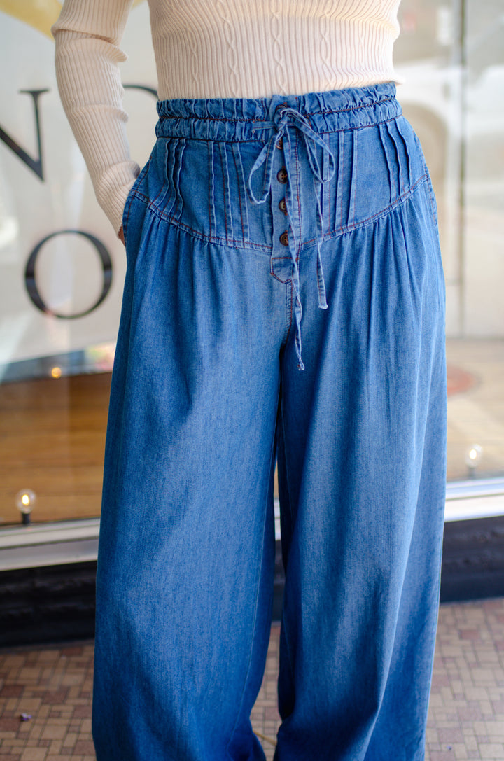 Day Out Denim High Waist Wide Leg Bottom Pants