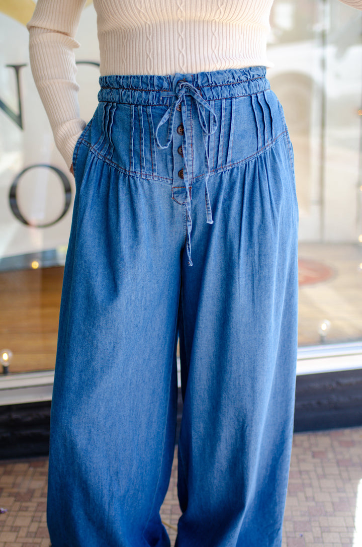 Day Out Denim High Waist Wide Leg Bottom Pants