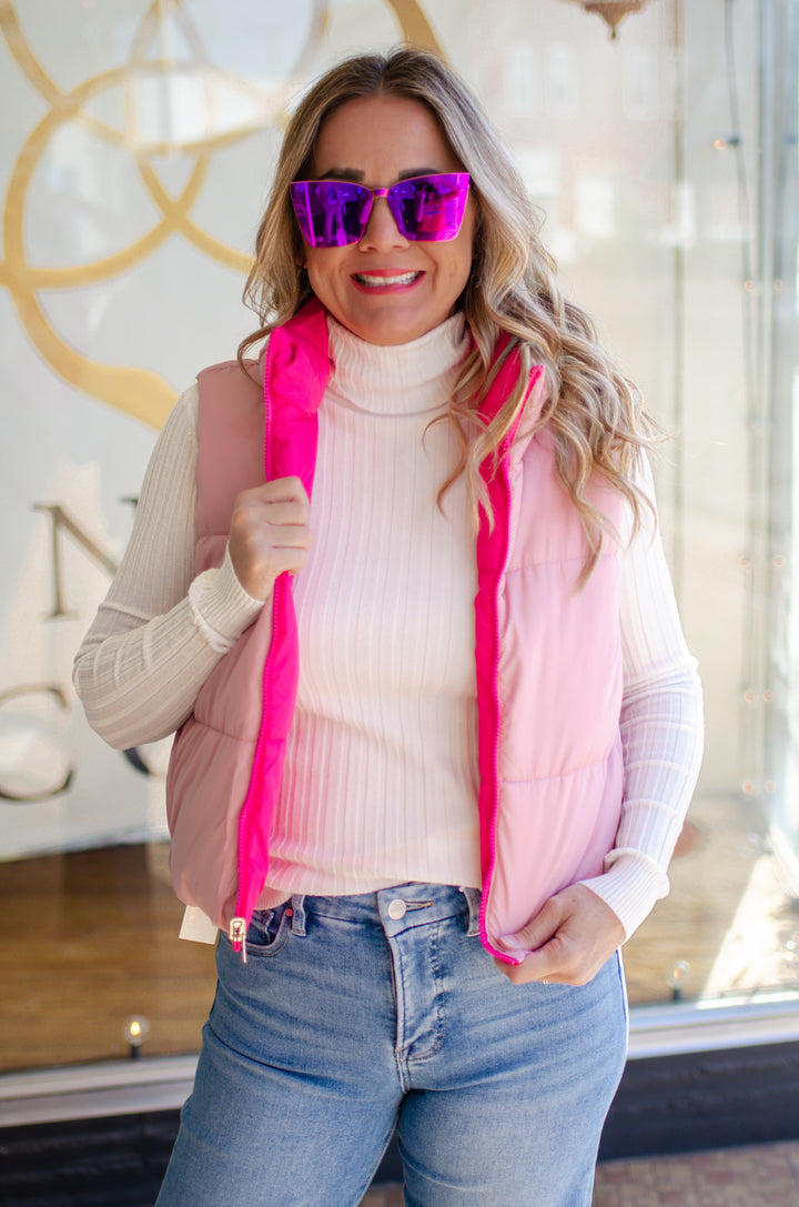 Double Time Reversible Vest-Hot Pink/Light Pink