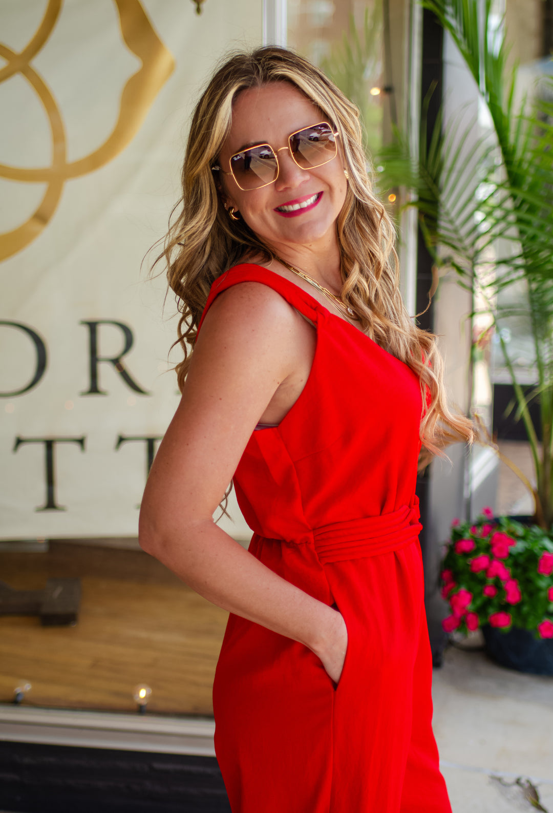 Stunning Moment Red Belted Jumper