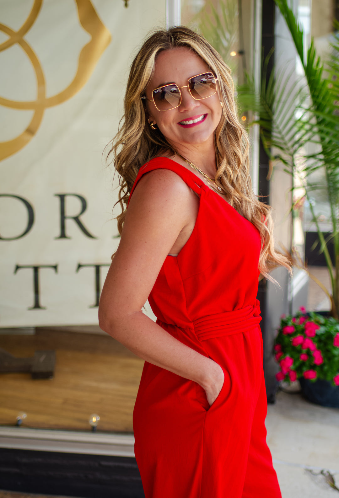 Stunning Moment Red Belted Jumper