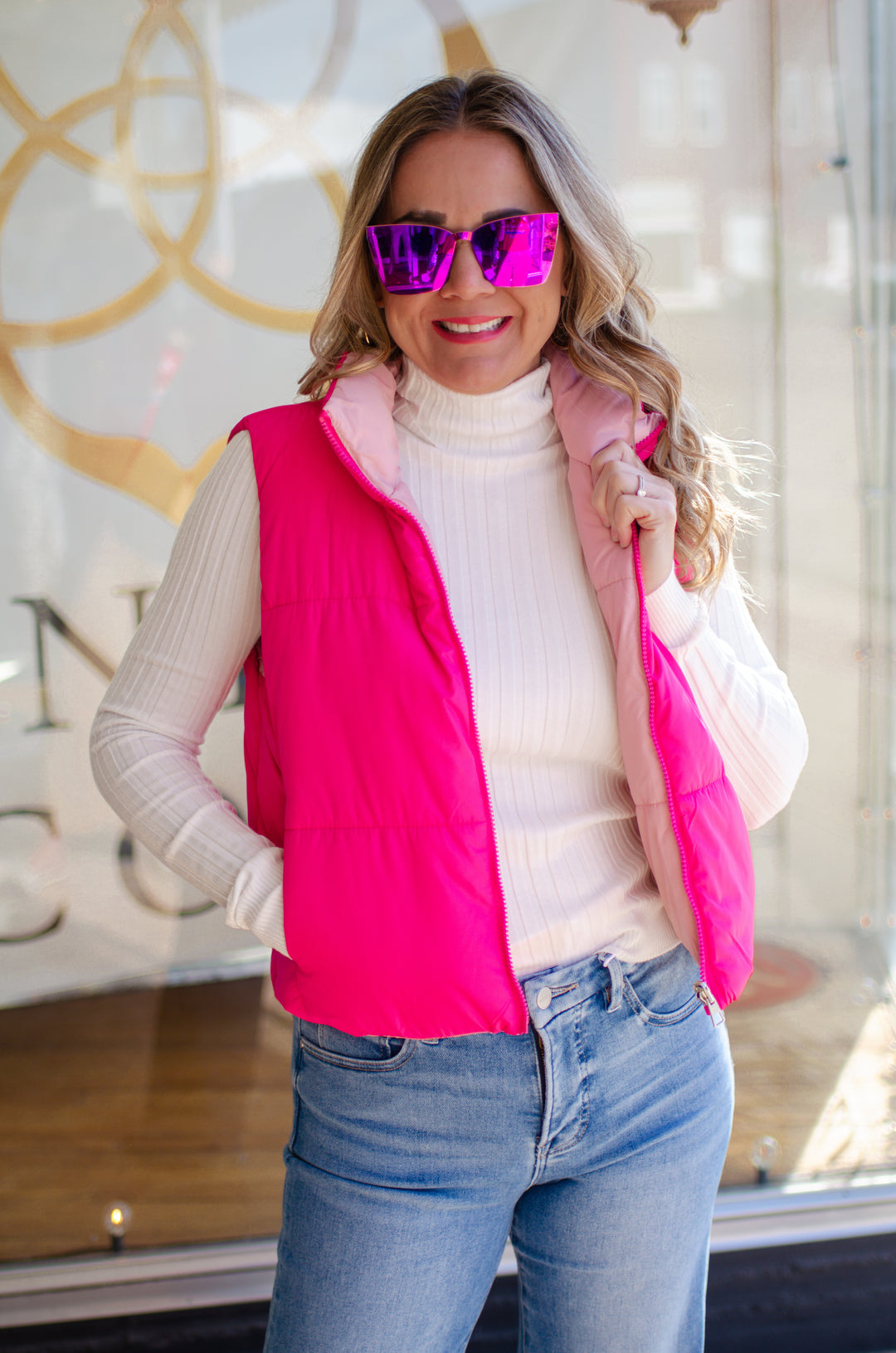 Double Time Reversible Vest-Hot Pink/Light Pink