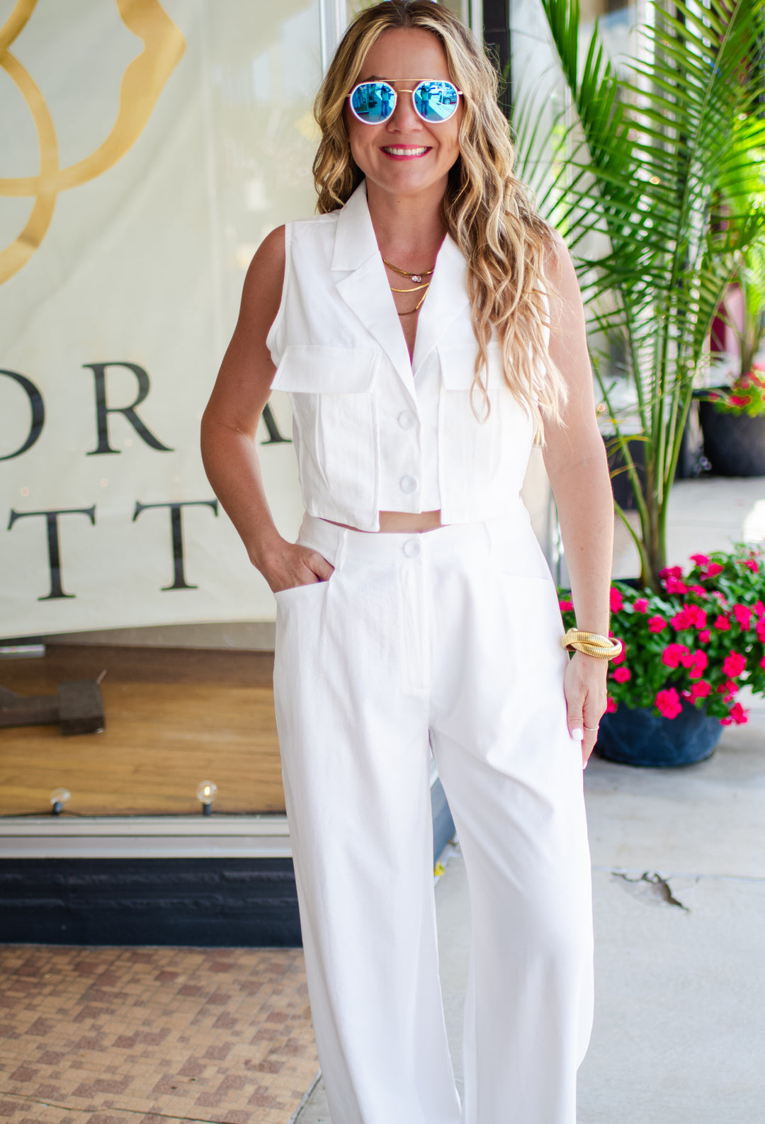 Miami Moment High Rise White Pleated Front Pants in White