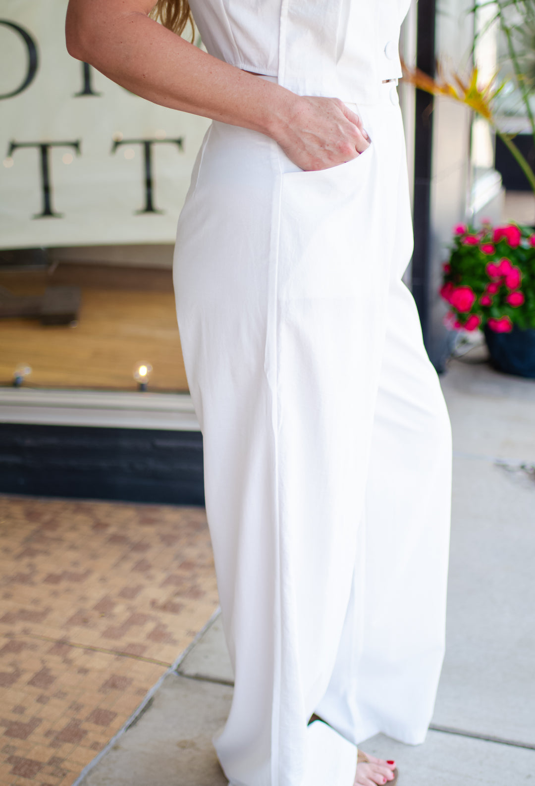 Miami Moment High Rise White Pleated Front Pants in White