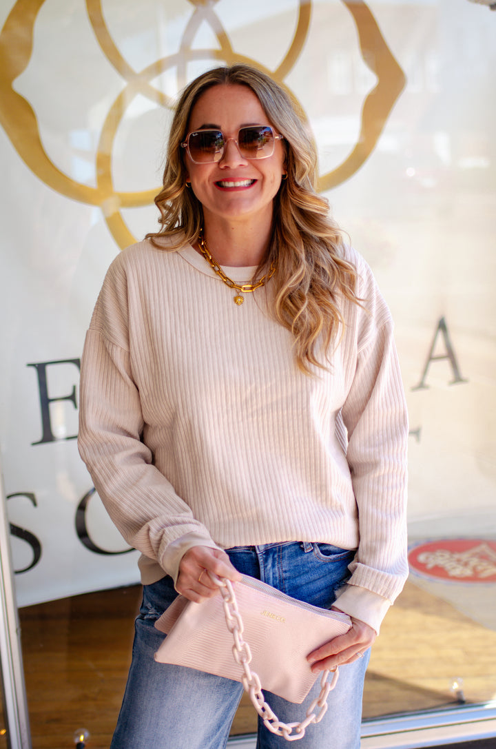 Comfy Style Oversized Soft Knit Long Sleeve Top in Cream