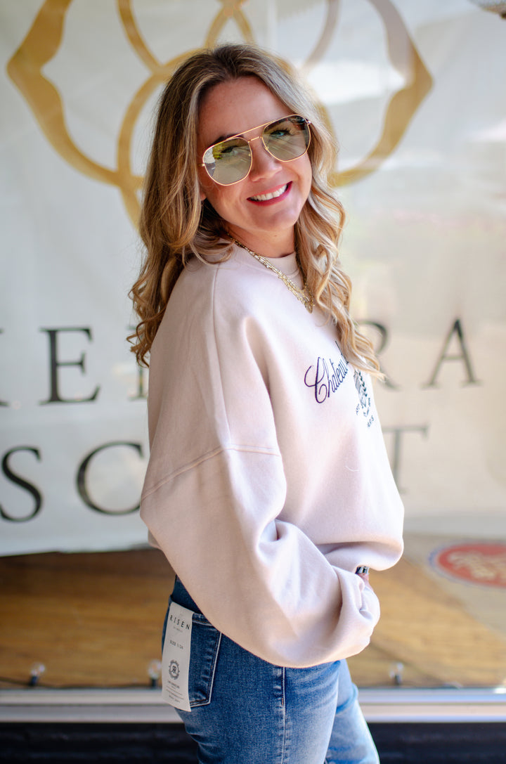 Paris Embroidered Taupe Sweatshirt