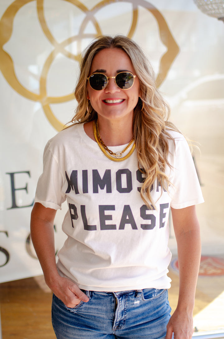 Mimosa Please Graphic Tee in White