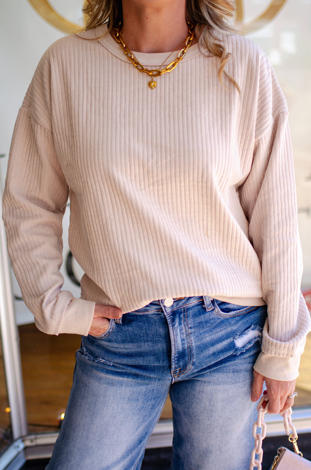 Comfy Style Oversized Soft Knit Long Sleeve Top in Cream