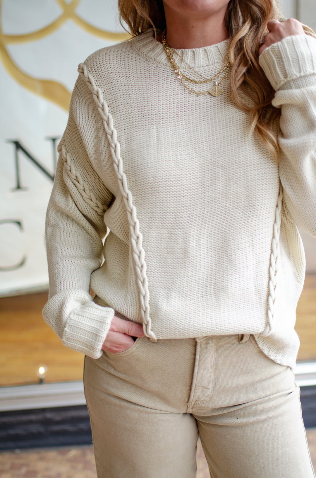 Think About It Knit Sweater in Oatmeal