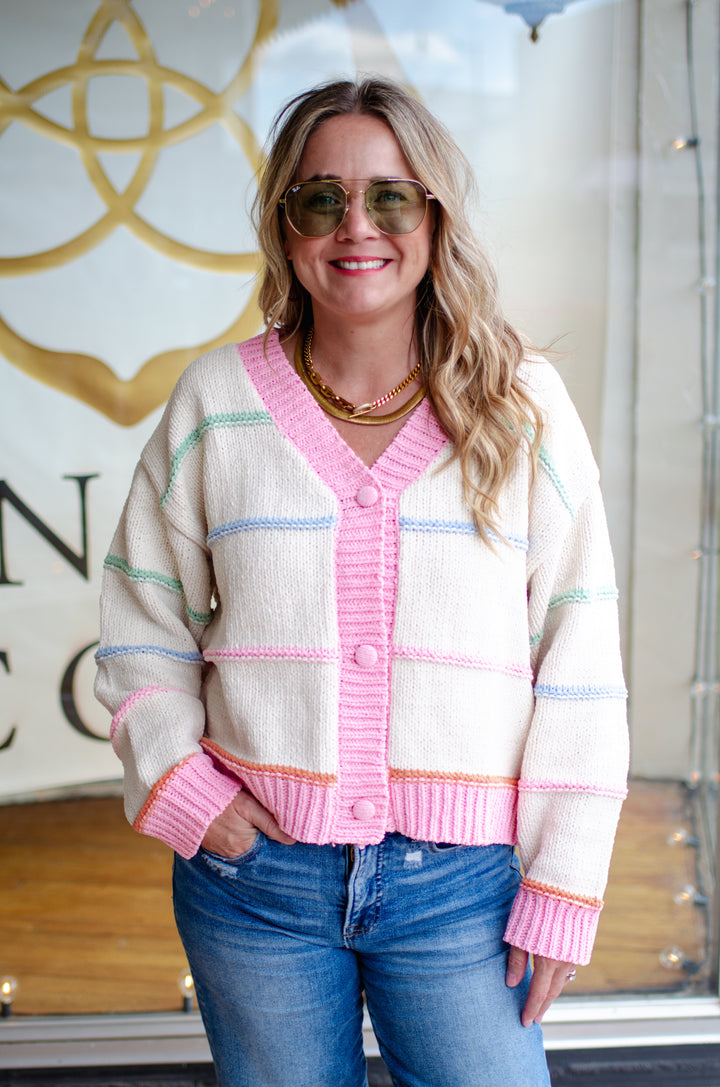 Imagine Our Life Pastel Knit Button Down Cardigan