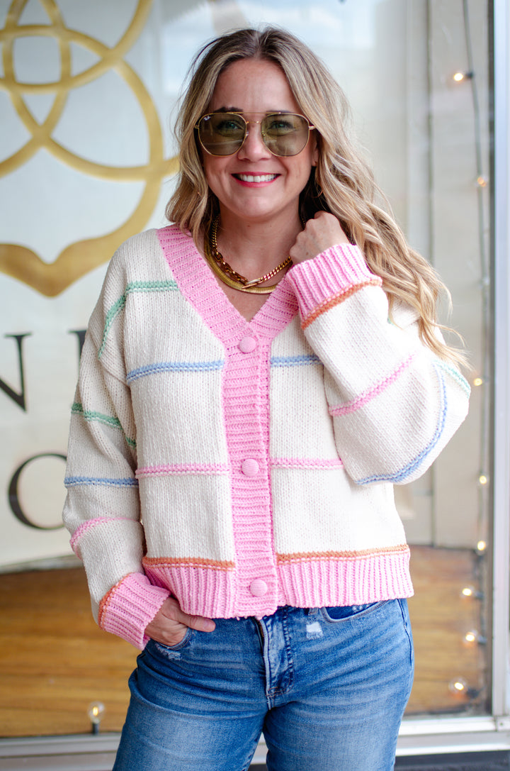 Imagine Our Life Pastel Knit Button Down Cardigan