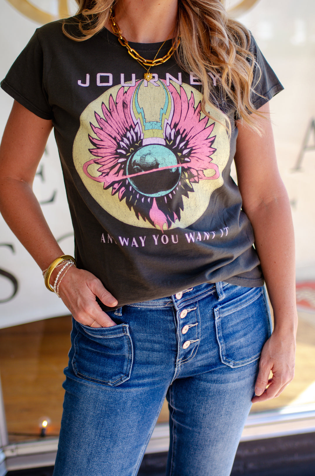 Journey Only The Young Baby Tee in Vintage Black