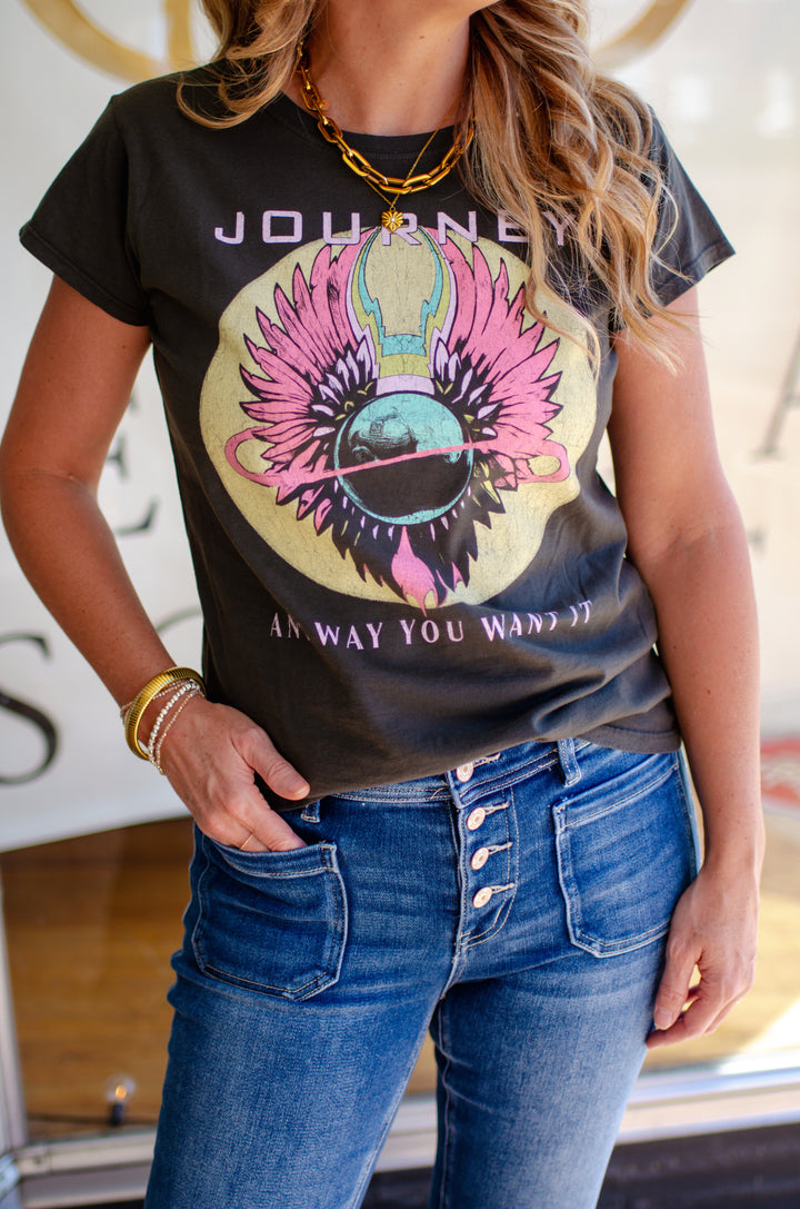 Journey Only The Young Baby Tee in Vintage Black