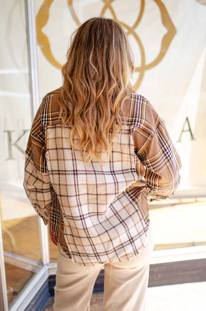 You Had Me At Plaid Mixed Plaid Oversized Shacket Jacket