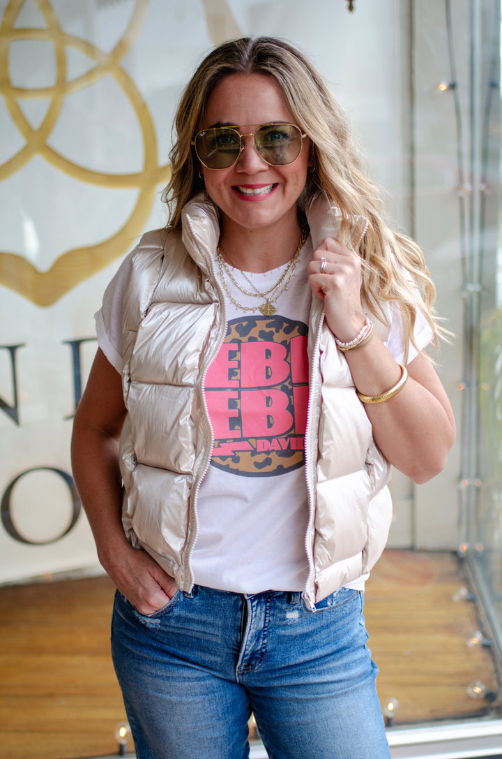 Glam Life Puffer Vest in Champagne