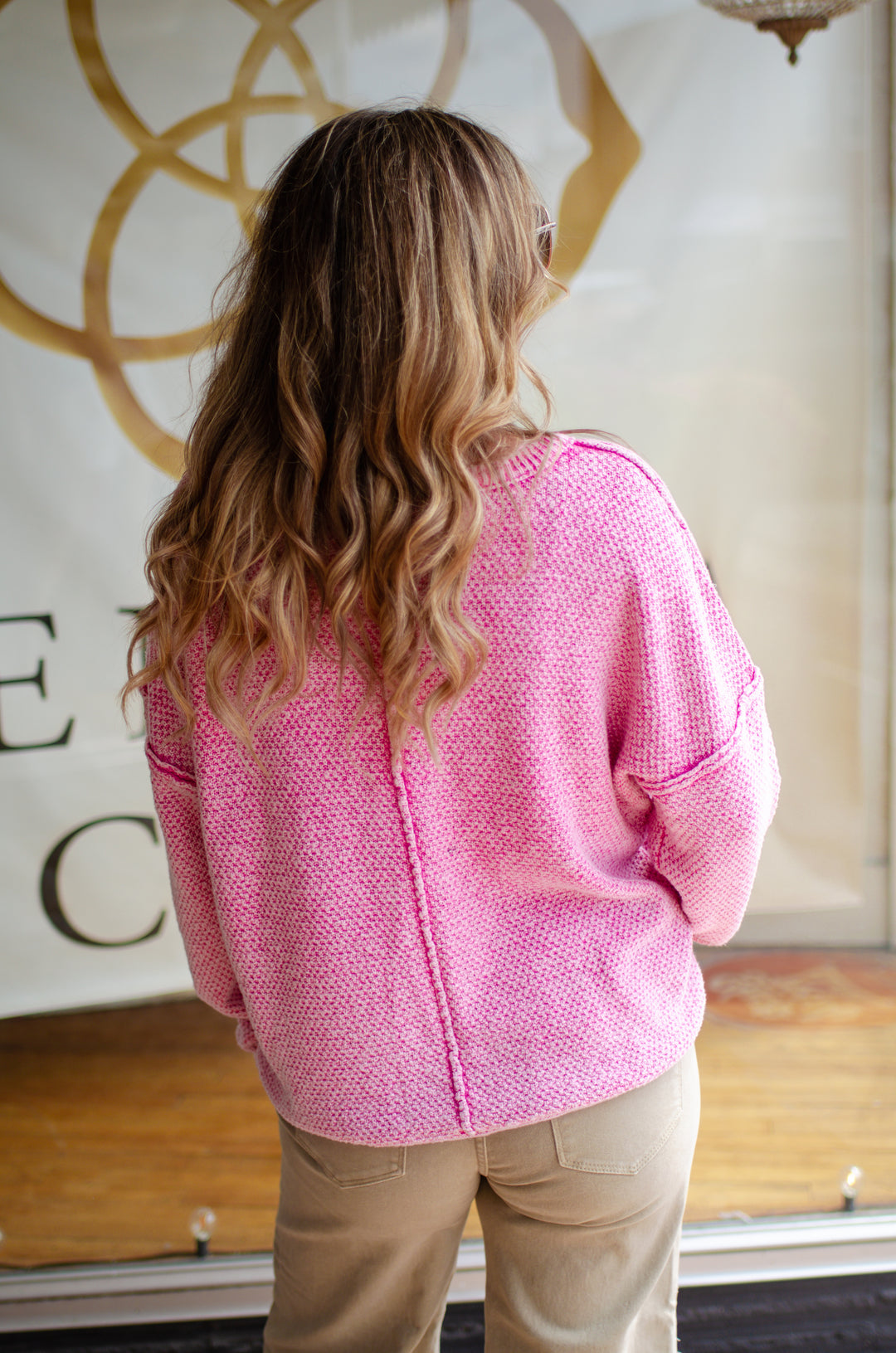 Perfectly Pink Mineral Washed Oversized Pullover Sweater in Pink