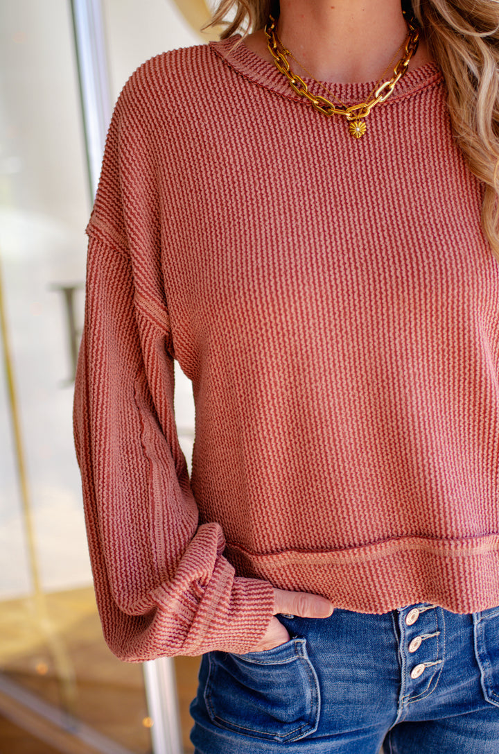 Autumn Moments Two toned Soft Knit Top in Warm Blush