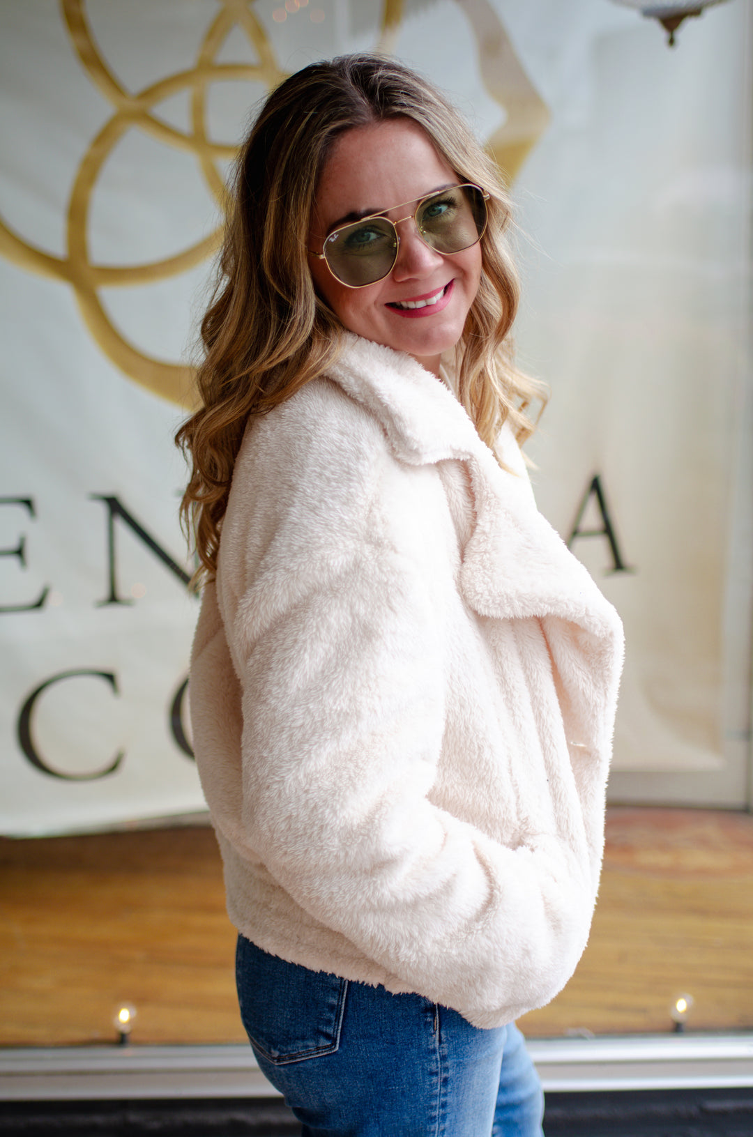 Wrapped in Love Cream Faux Fur Peacoat with Pockets