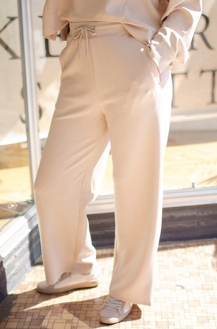 In Our Moment Butter Soft Drawstring Wide Leg Lounge Pant in Ecru