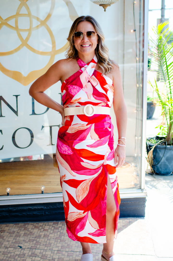 Tropical Getaway Dress in  Magenta