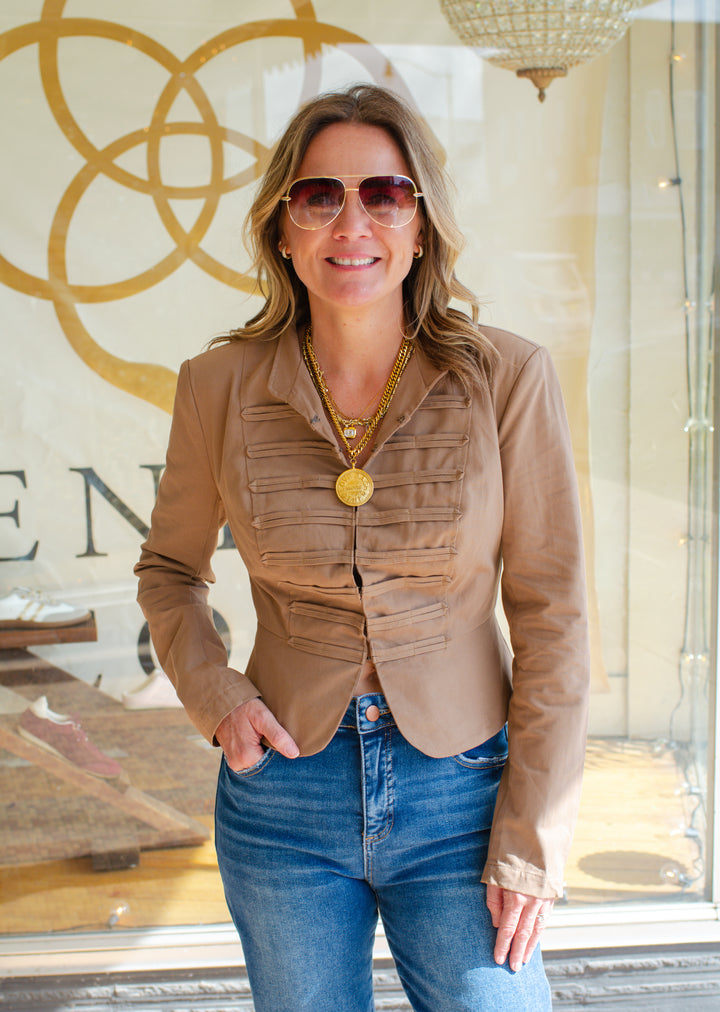 In My Heart Military Style Jacket Top in Mocha