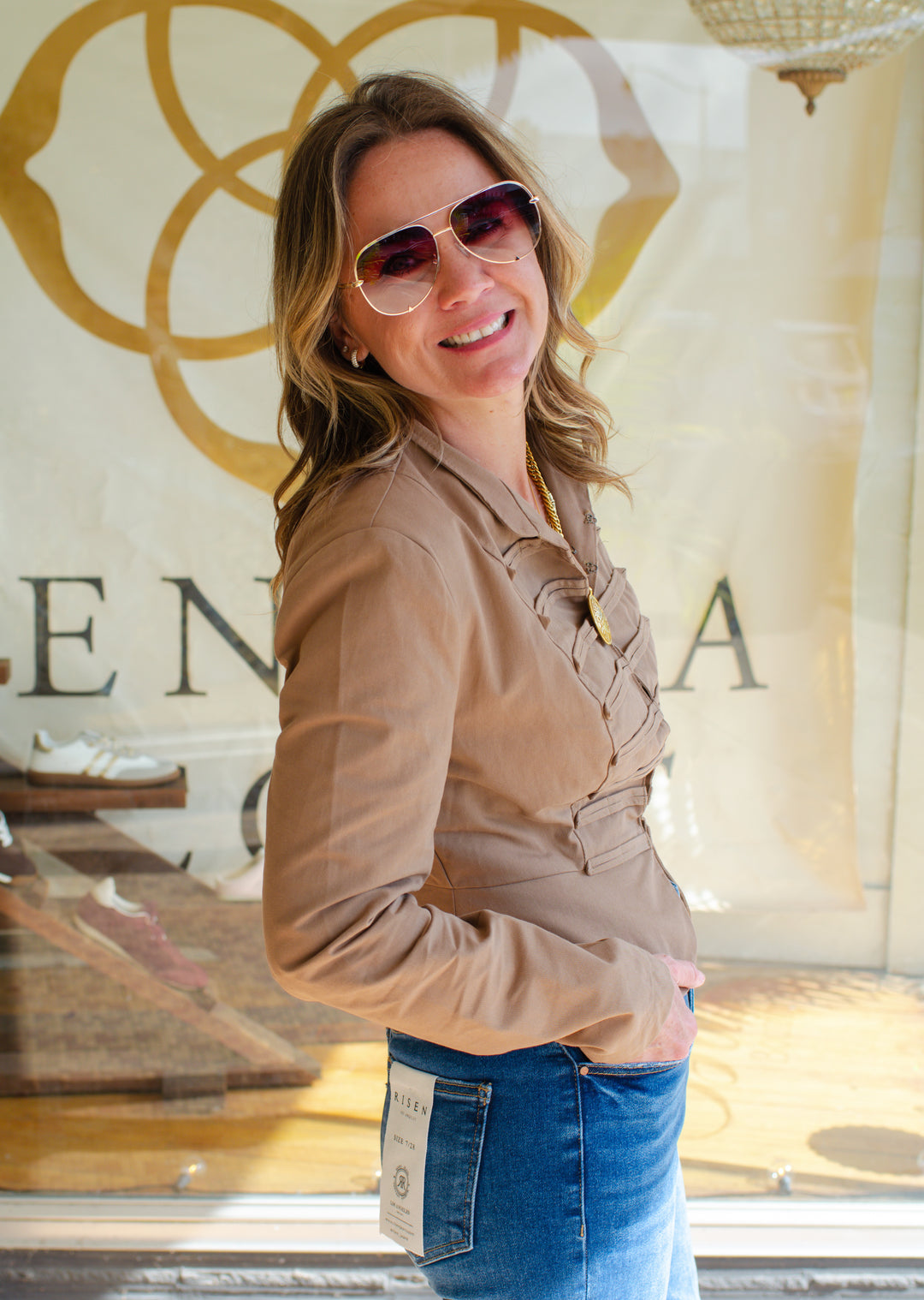 In My Heart Military Style Jacket Top in Mocha