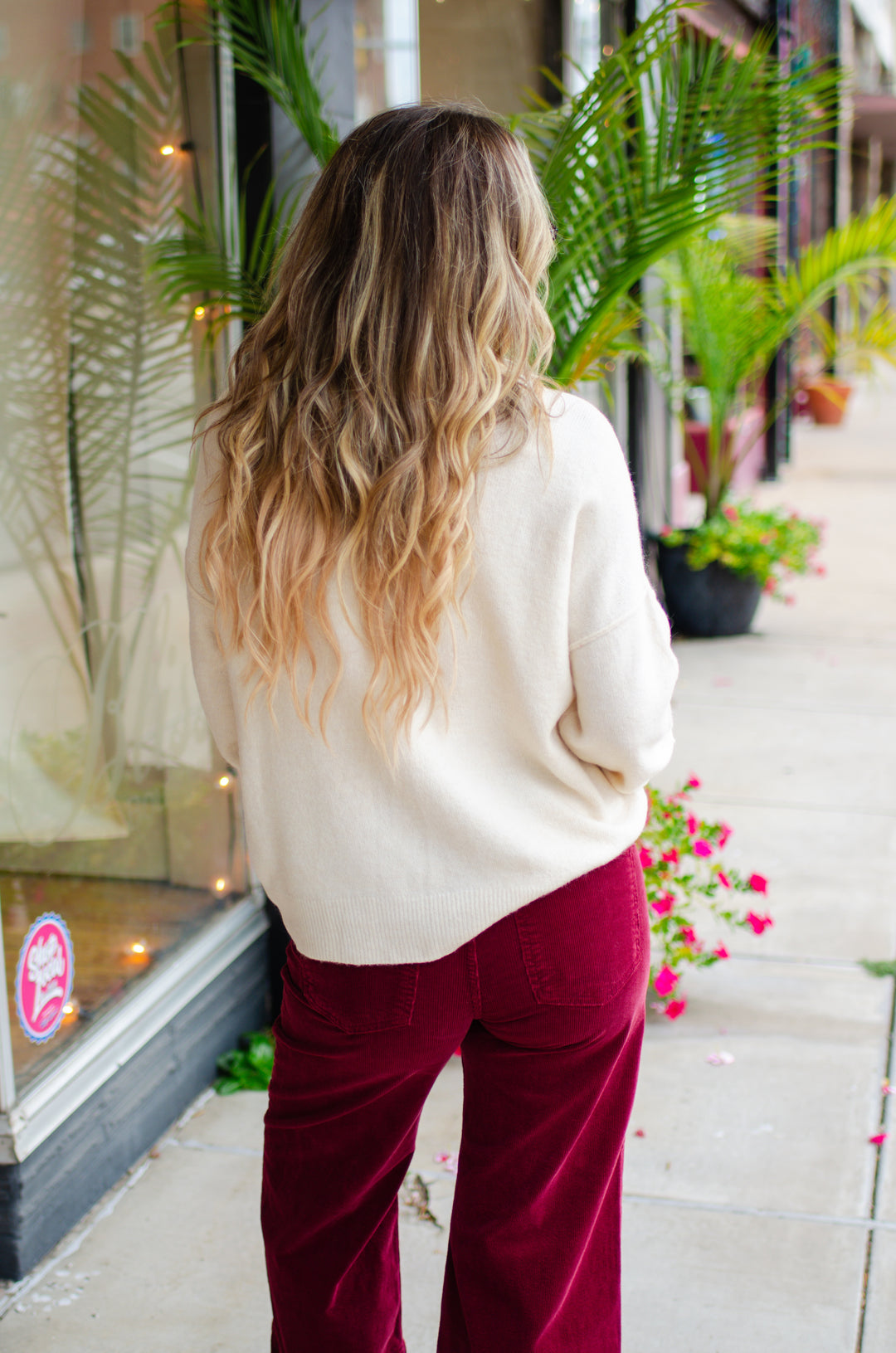 Dreaming Of Fall Crewneck Front Seam Sweater in Cream