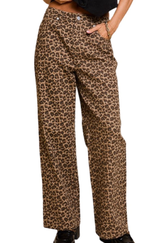 She's A Wild One Leopard Wide Leg Pants