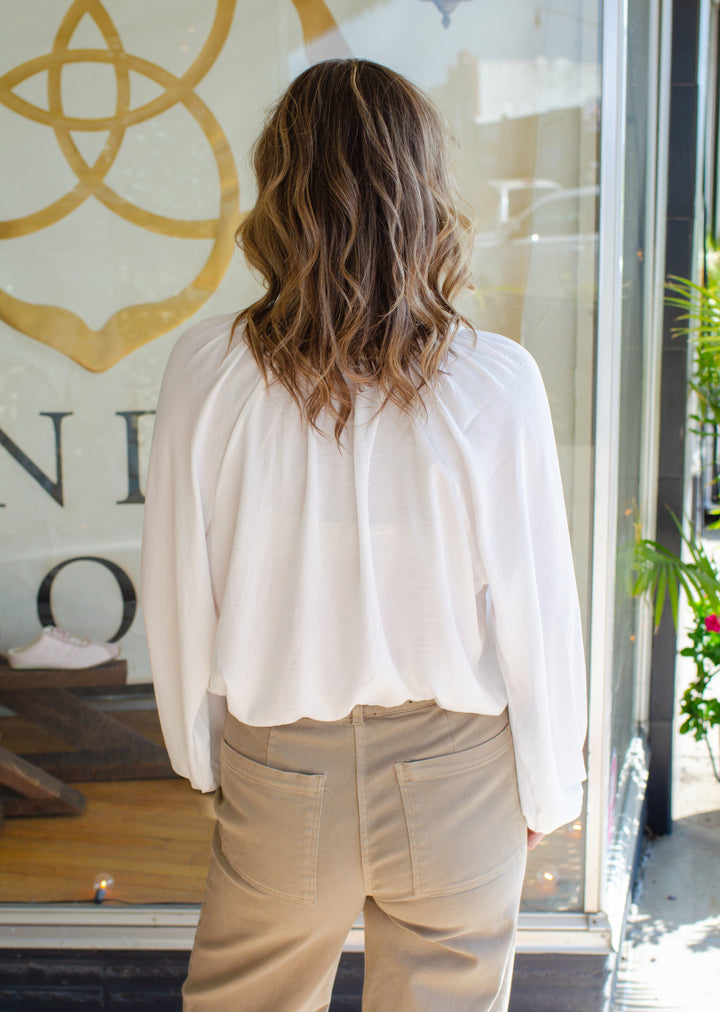 Dreaming Of You Boho Tie Front Blouse in White