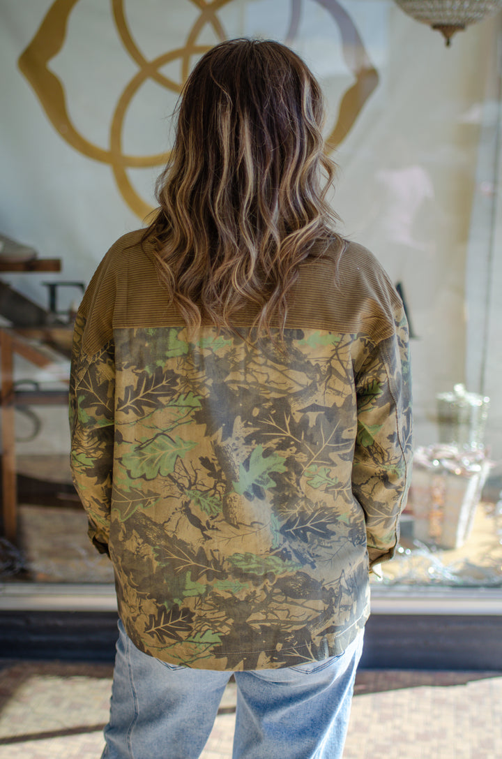 See Through You Camo Corduroy Collar Jacked in Olive Mix